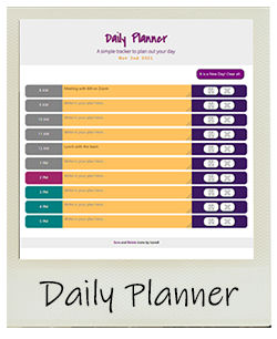 screenshot of a daily planner